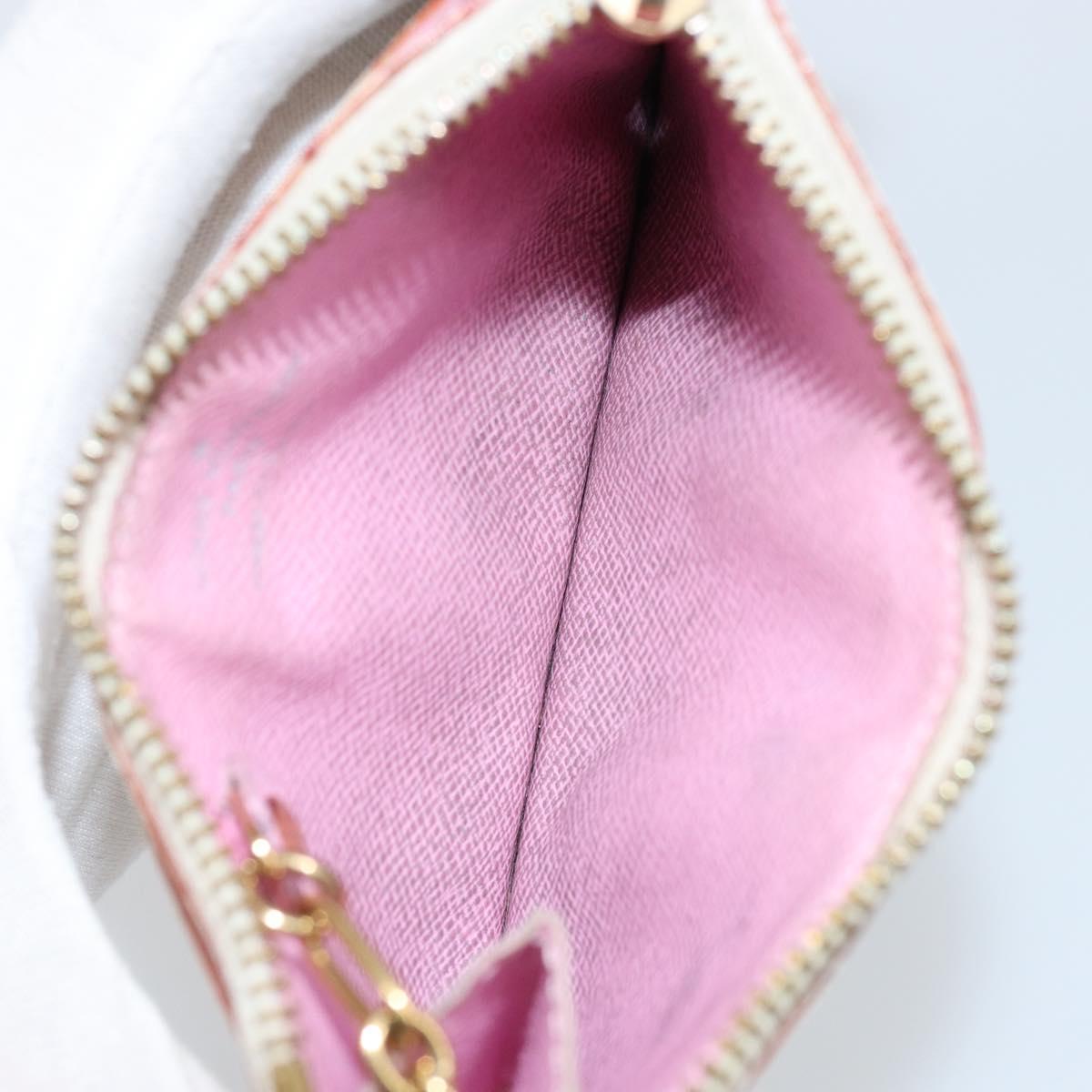 LOUIS VUITTON Multicolor Pochette ClesNM Coin Purse White M93734 LV Auth 146748