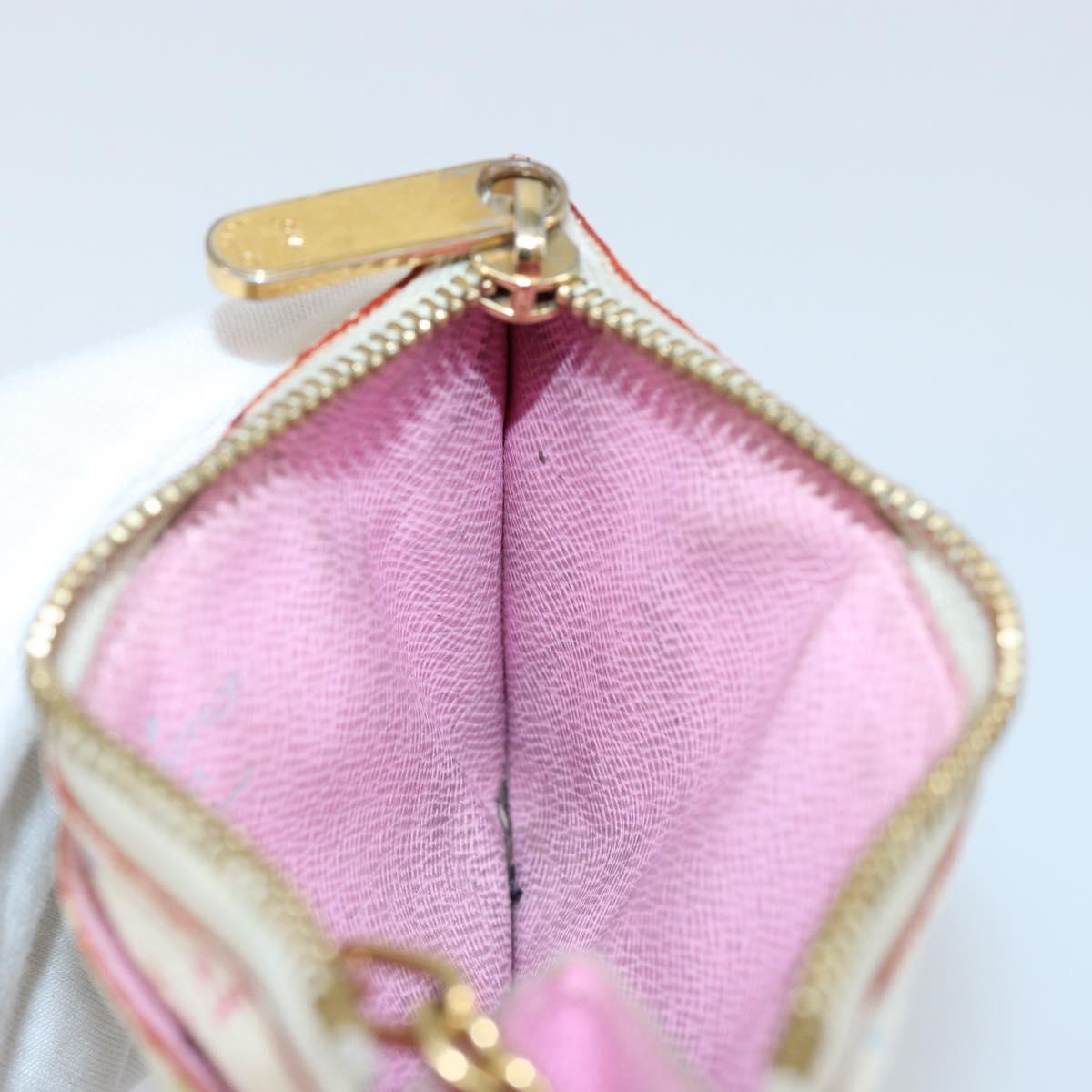 LOUIS VUITTON Multicolor Pochette ClesNM Coin Purse White M93734 LV Auth 146748