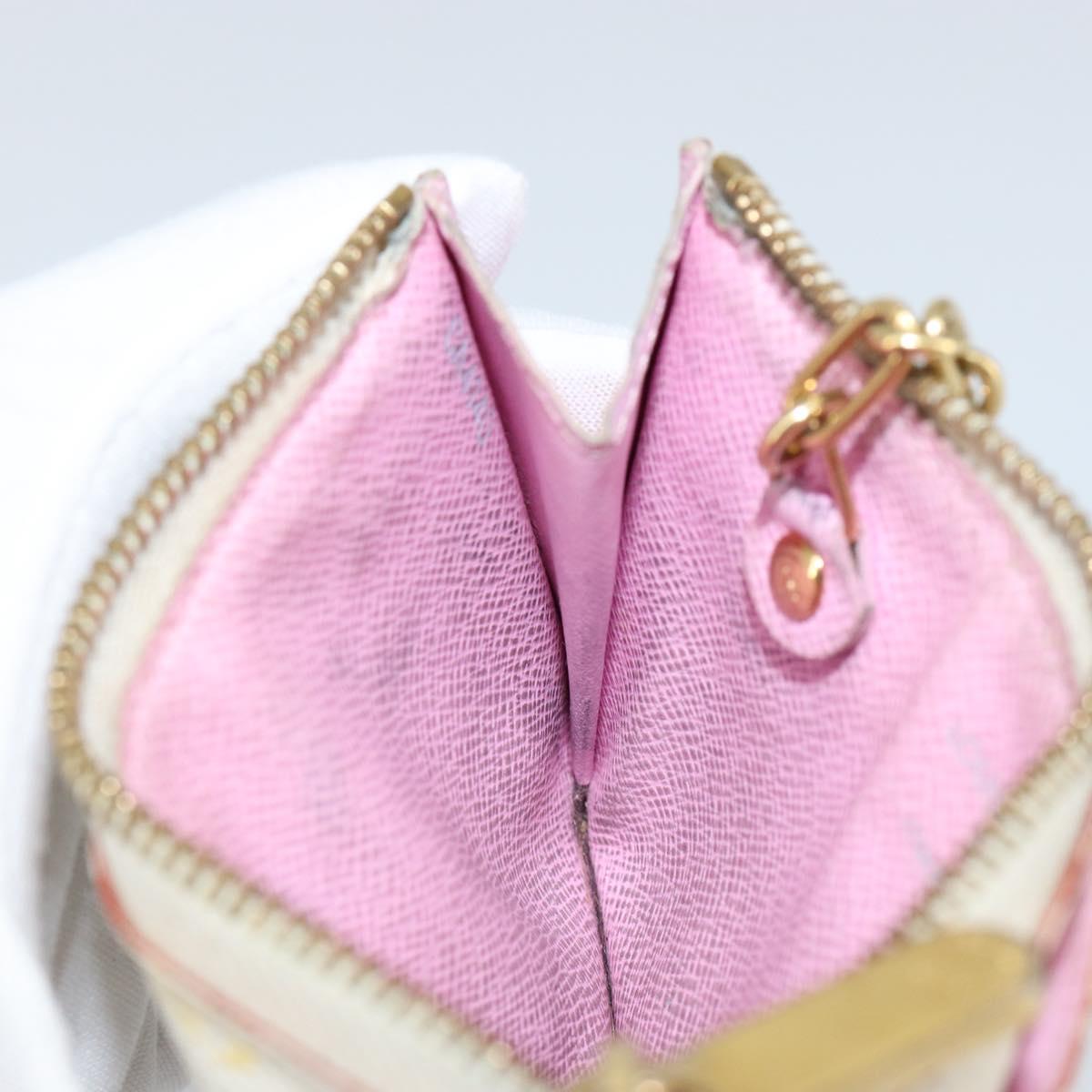 LOUIS VUITTON Multicolor Pochette ClesNM Coin Purse White M93734 LV Auth 146748
