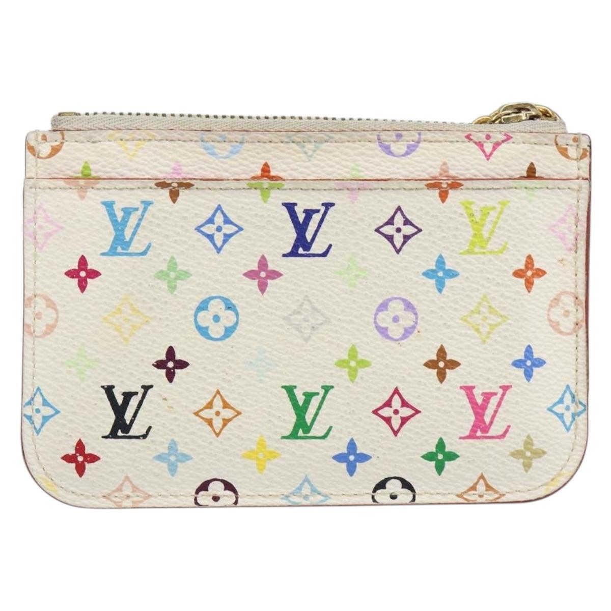 LOUIS VUITTON Multicolor Pochette ClesNM Coin Purse White M93734 LV Auth 146748
