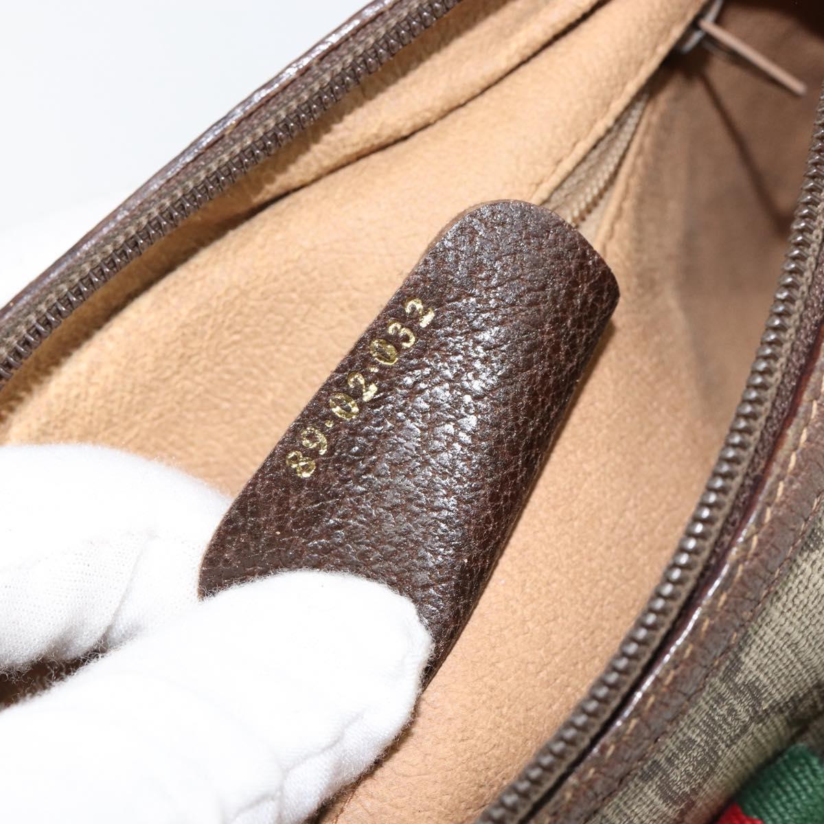 GUCCI GG Supreme Web Sherry Line Shoulder Bag PVC Beige 89 02 032 Auth 146752