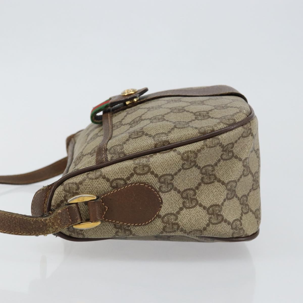 GUCCI GG Supreme Web Sherry Line Shoulder Bag PVC Beige 89 02 032 Auth 146752