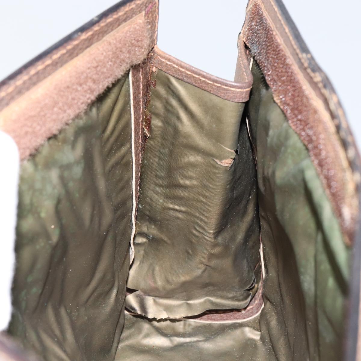 GUCCI GG Supreme Web Sherry Line Clutch Bag PVC Leather Beige Auth 146759