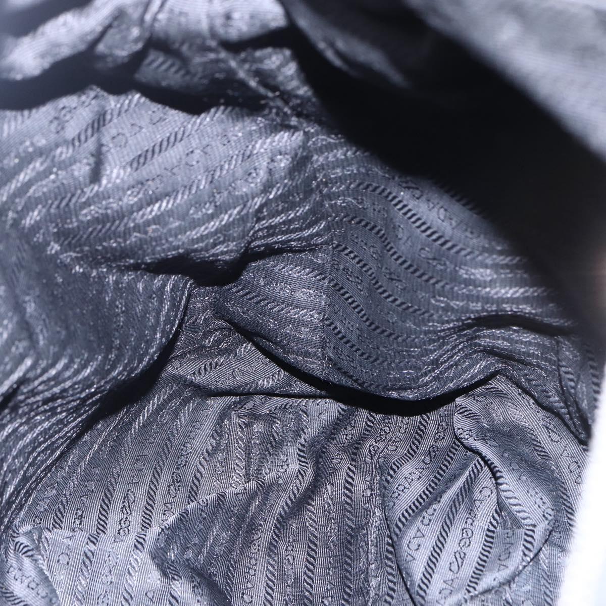 PRADA Tote Bag Nylon Leather 2way Black Silver Auth 146769