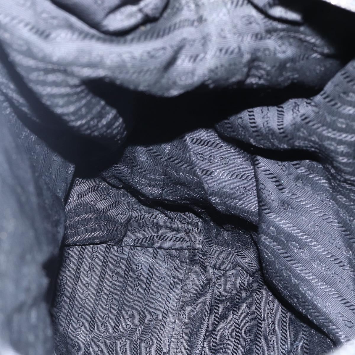 PRADA Tote Bag Nylon Leather 2way Black Silver Auth 146769