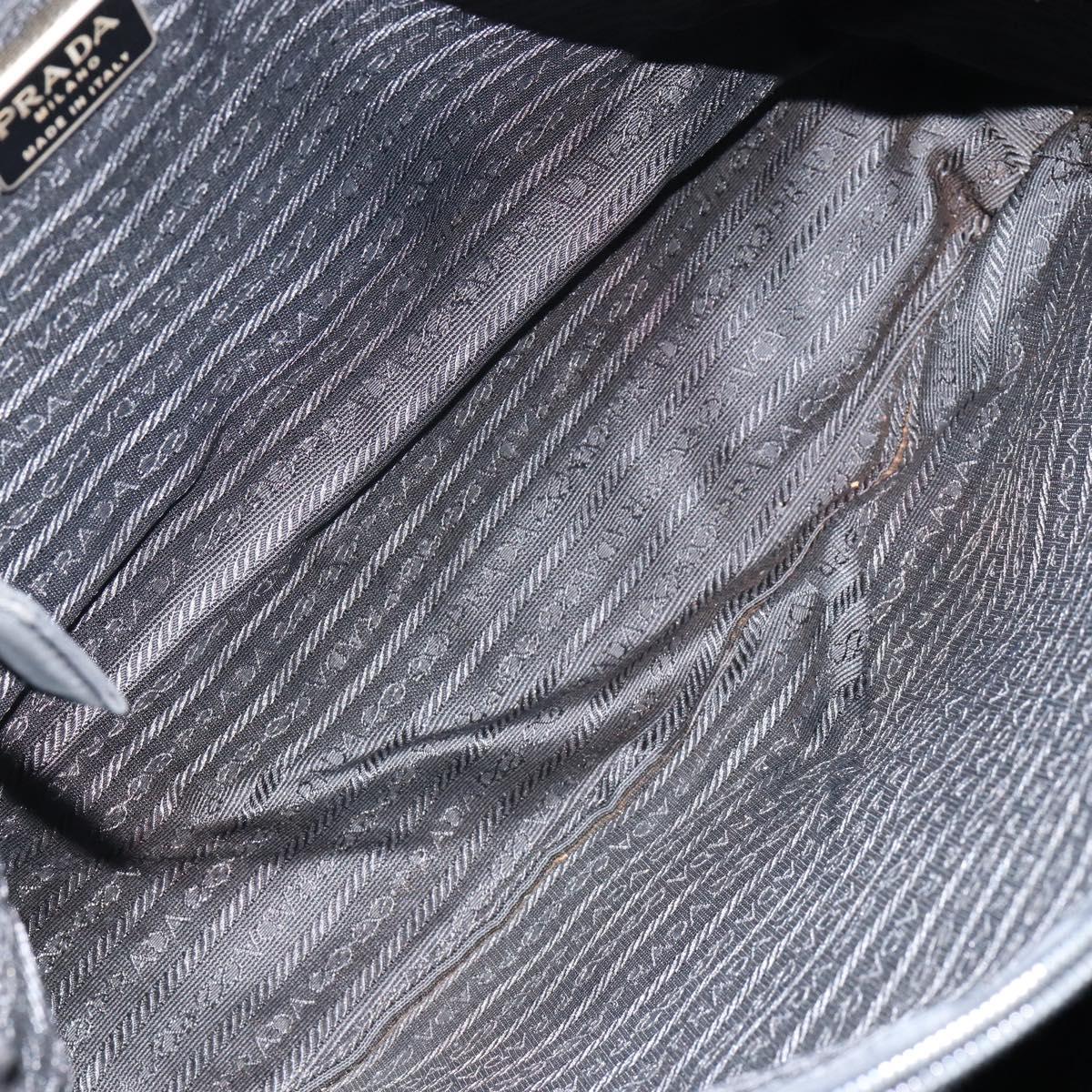 PRADA Shoulder Bag Nylon Black Silver Auth 146770