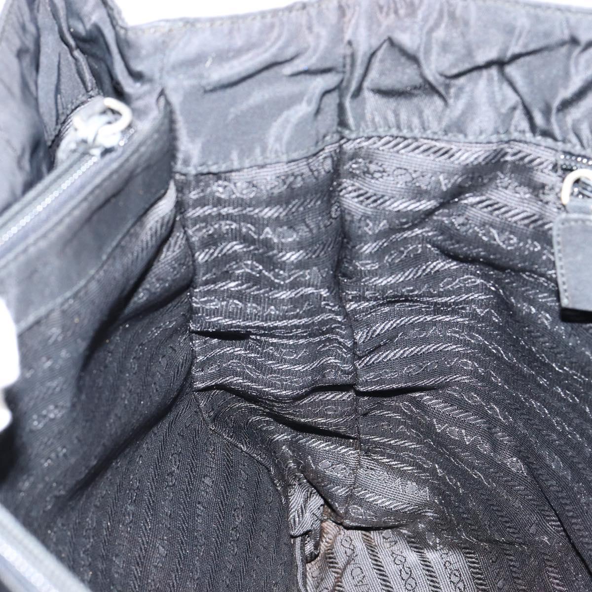 PRADA Shoulder Bag Nylon Black Silver Auth 146770