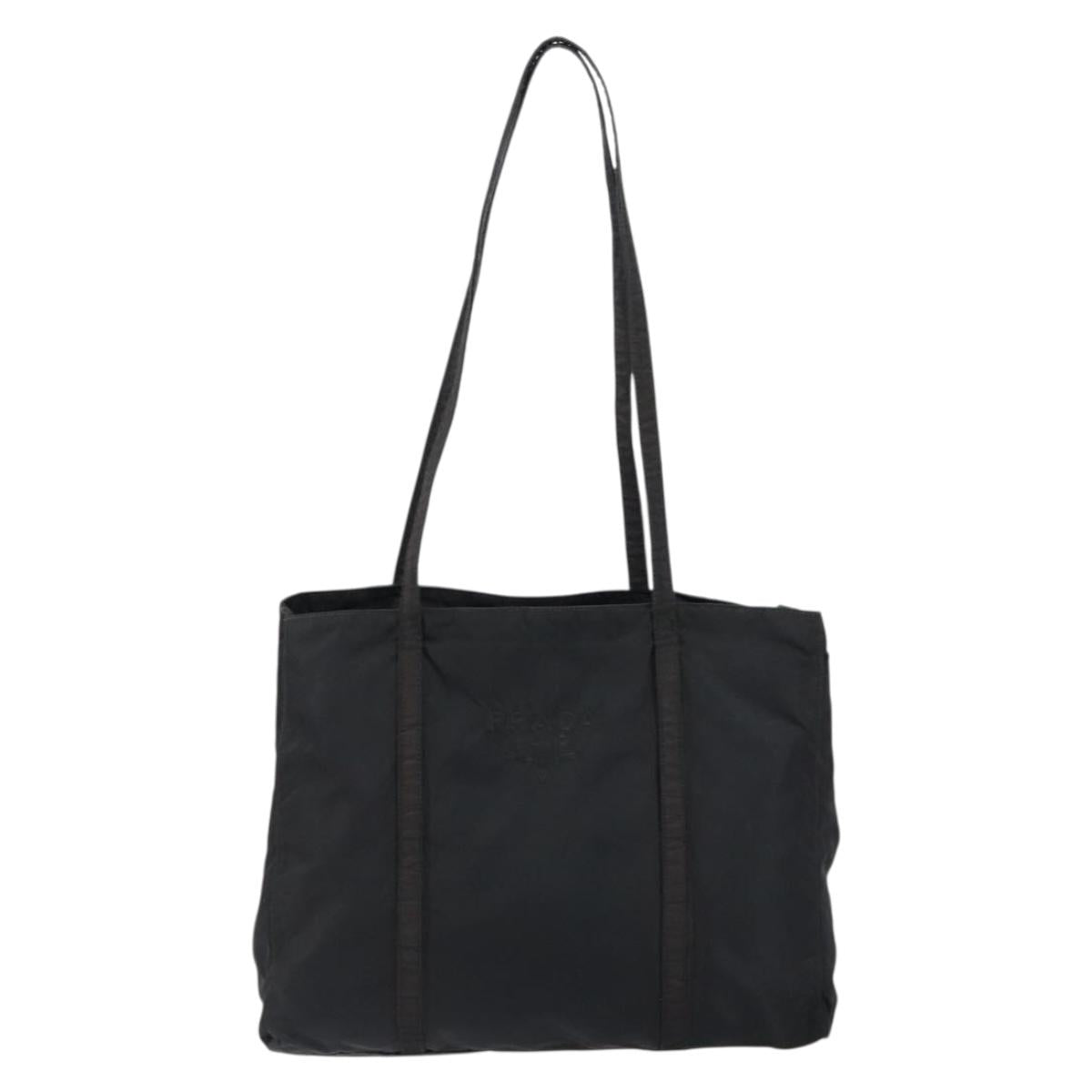 PRADA Shoulder Bag Nylon Black Silver Auth 146770