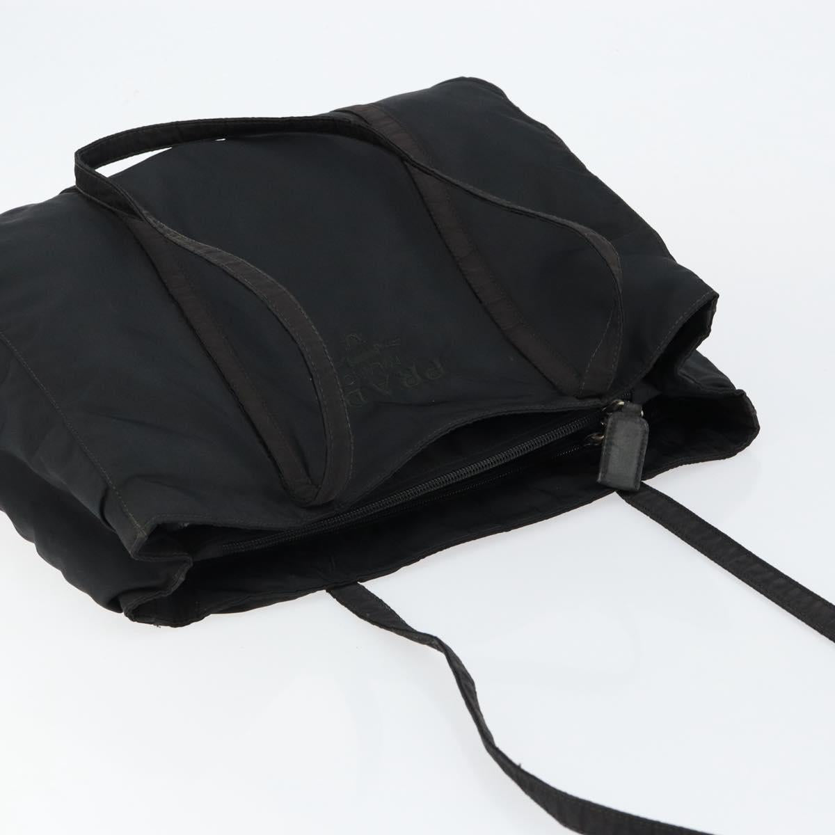 PRADA Shoulder Bag Nylon Black Silver Auth 146770