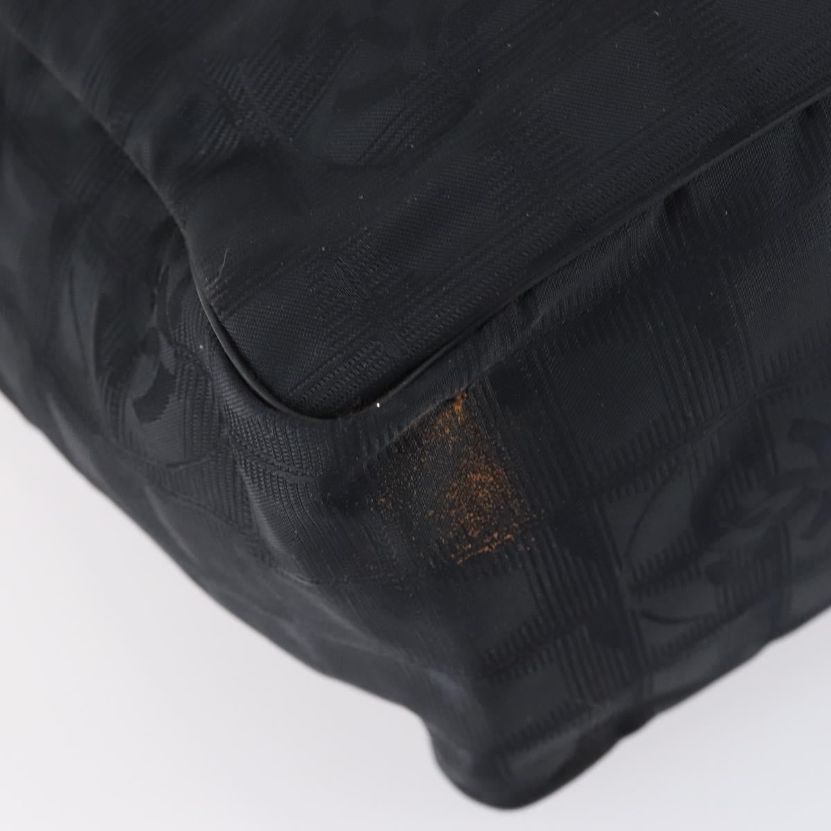 CHANEL New travel line Tote Bag Nylon Black gold CC Auth 146789