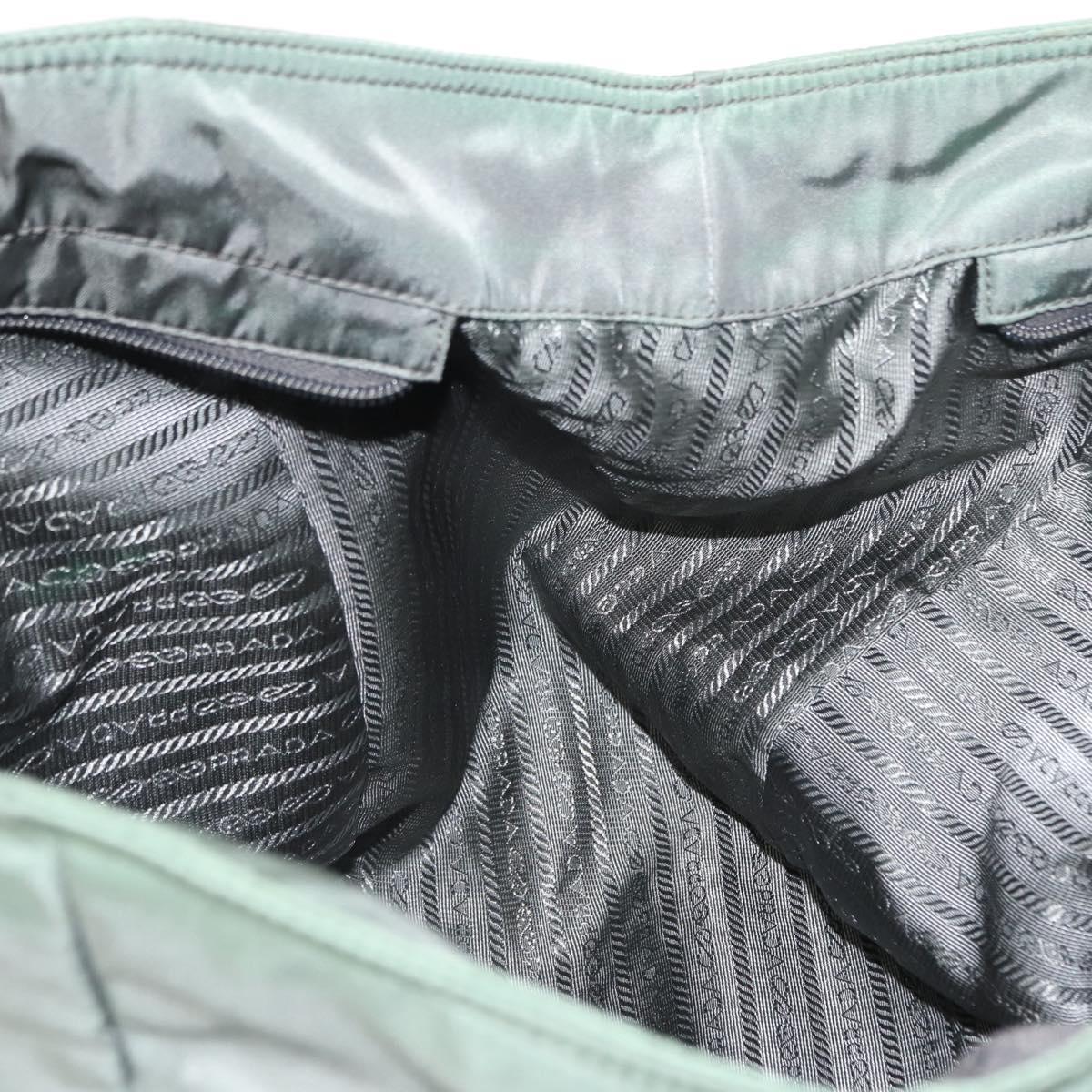 PRADA Tote Bag Nylon 2way Khaki Silver Auth 146790