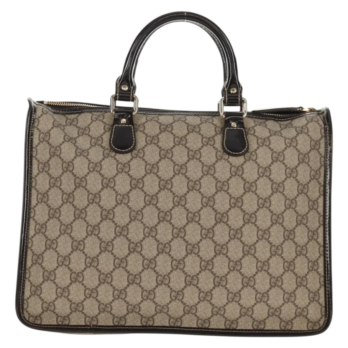 GUCCI GG Supreme Hand Bag PVC Beige Gold 190259 Auth 146791V