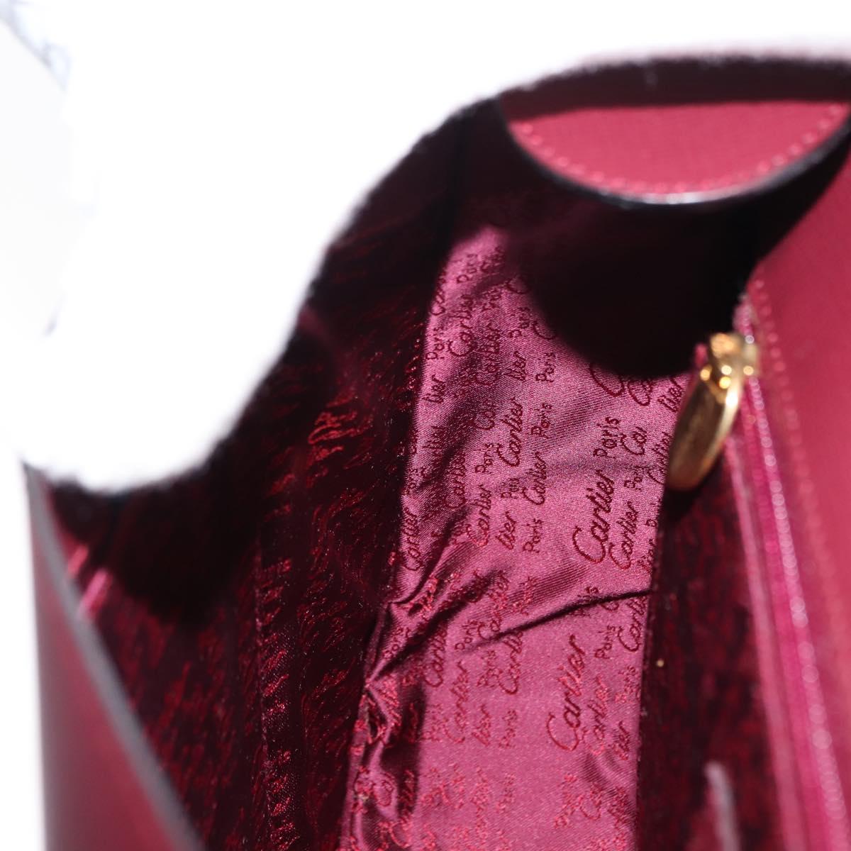 CARTIER Must Line Shoulder Bag Leather Bordeaux Gold Auth 146793