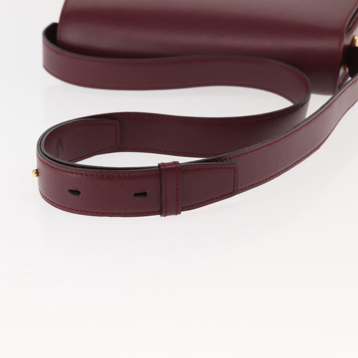 CARTIER Must Line Shoulder Bag Leather Bordeaux Gold Auth 146793