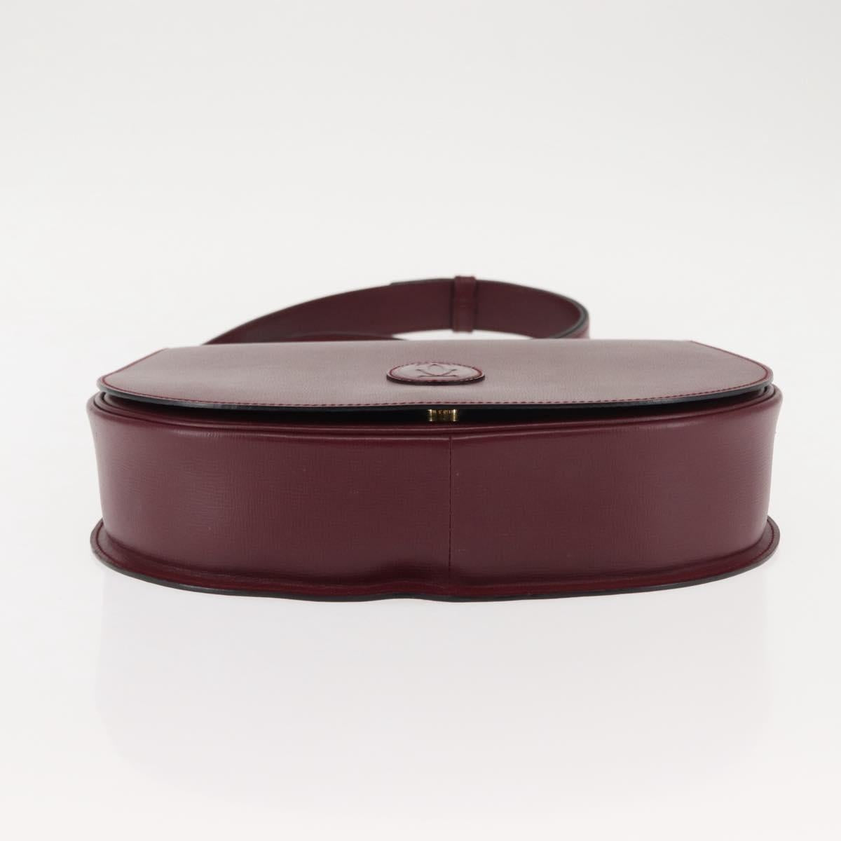 CARTIER Must Line Shoulder Bag Leather Bordeaux Gold Auth 146793