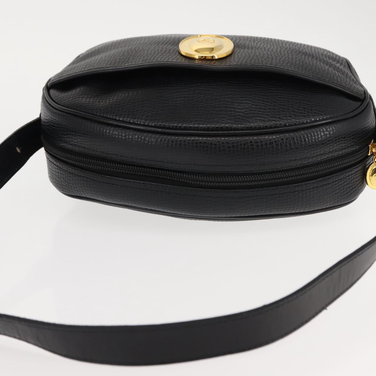 Christian Dior Shoulder Bag Leather Black Gold Auth 146794