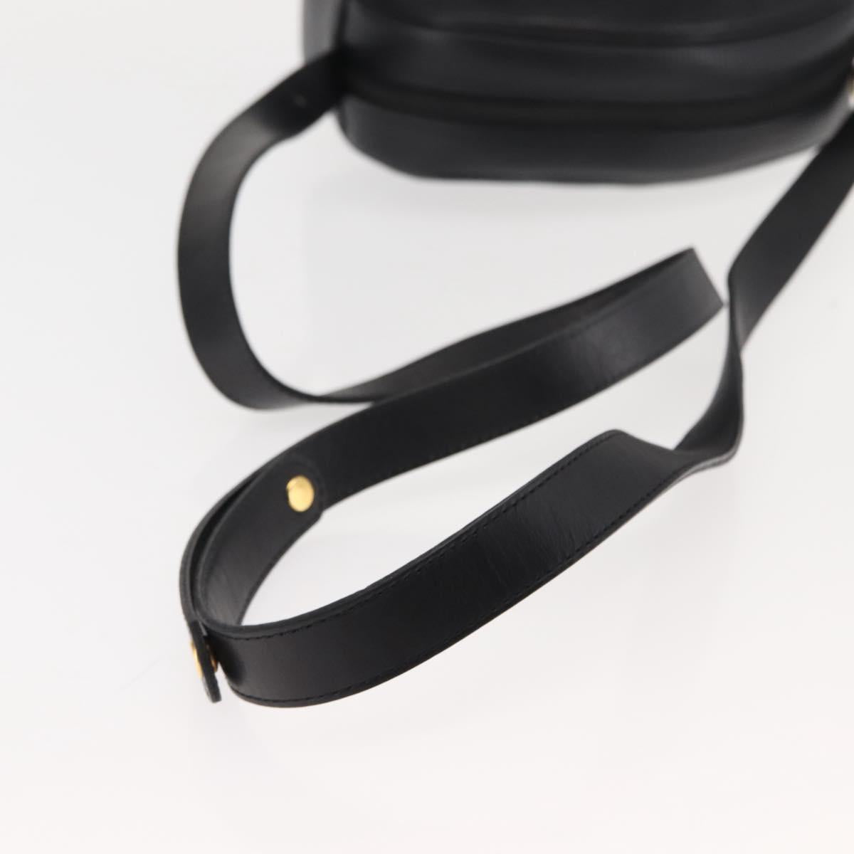 Christian Dior Shoulder Bag Leather Black Gold Auth 146794