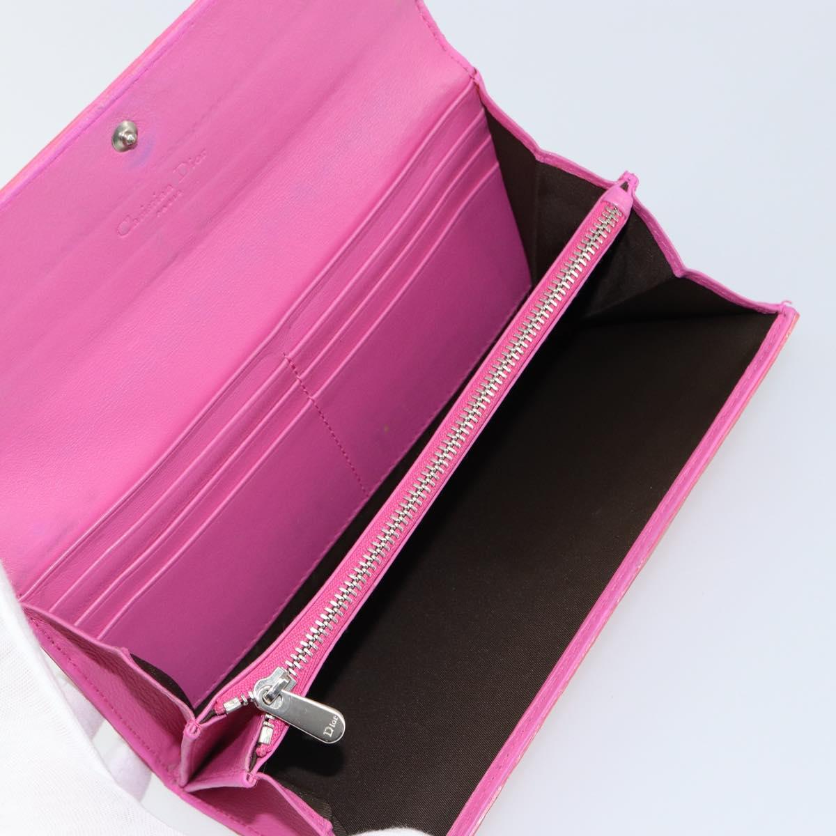 Christian Dior Trotter Canvas Wallet Enamel Pink Auth 146802