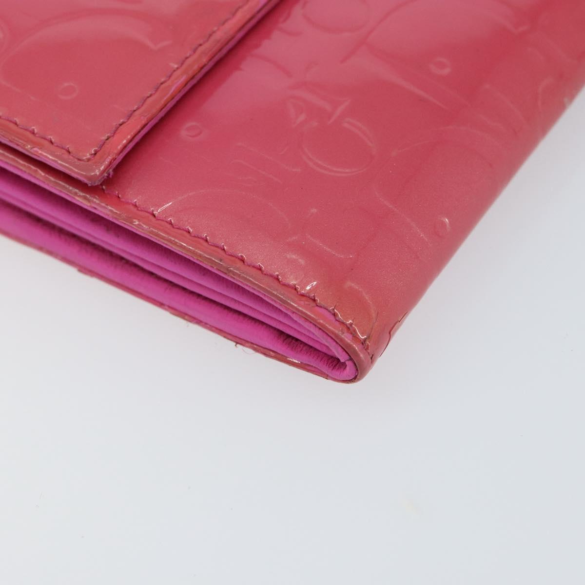 Christian Dior Trotter Canvas Wallet Enamel Pink Auth 146802