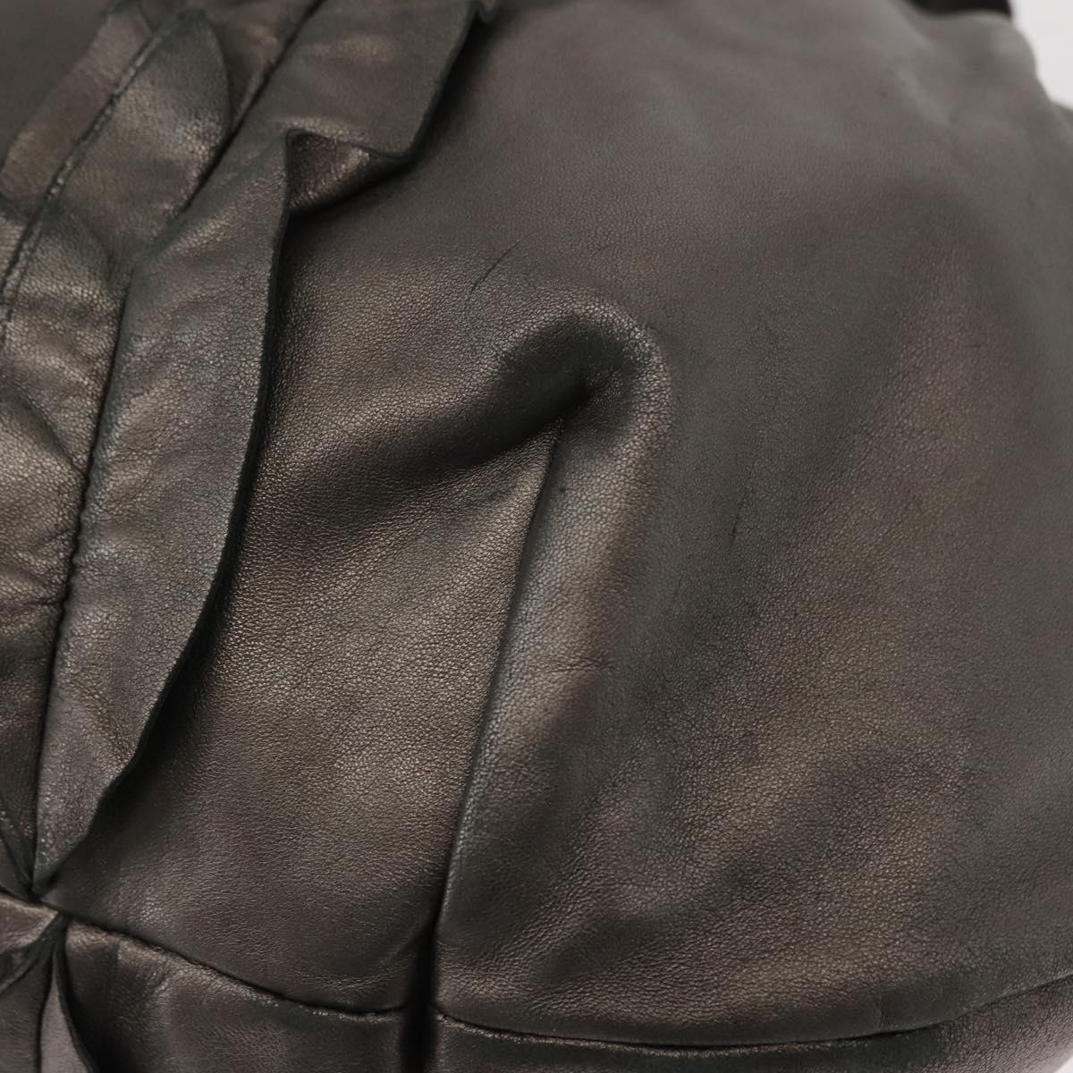 PRADA Tote Bag Leather Gray Silver Auth 146806