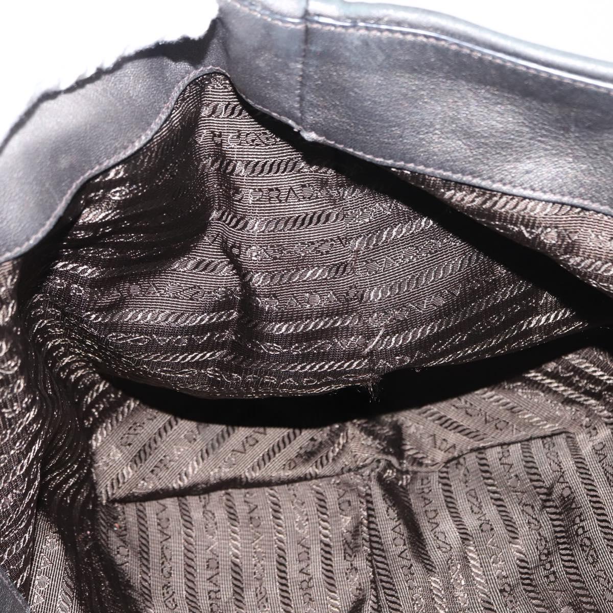 PRADA Tote Bag Leather Gray Silver Auth 146806