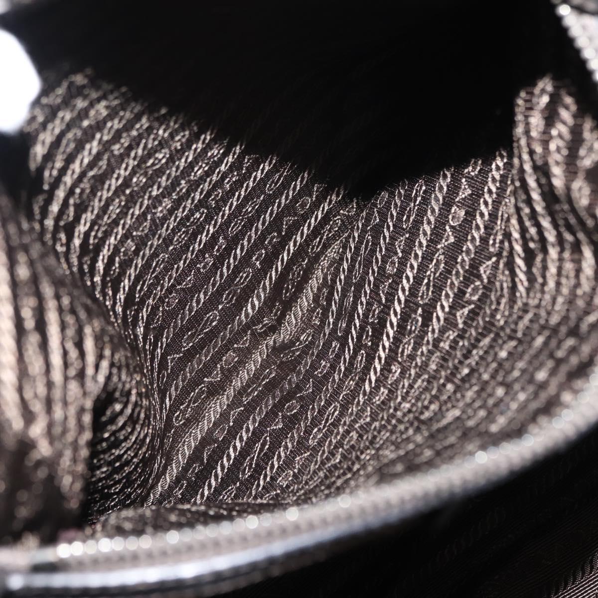 PRADA Tote Bag Leather Gray Silver Auth 146806