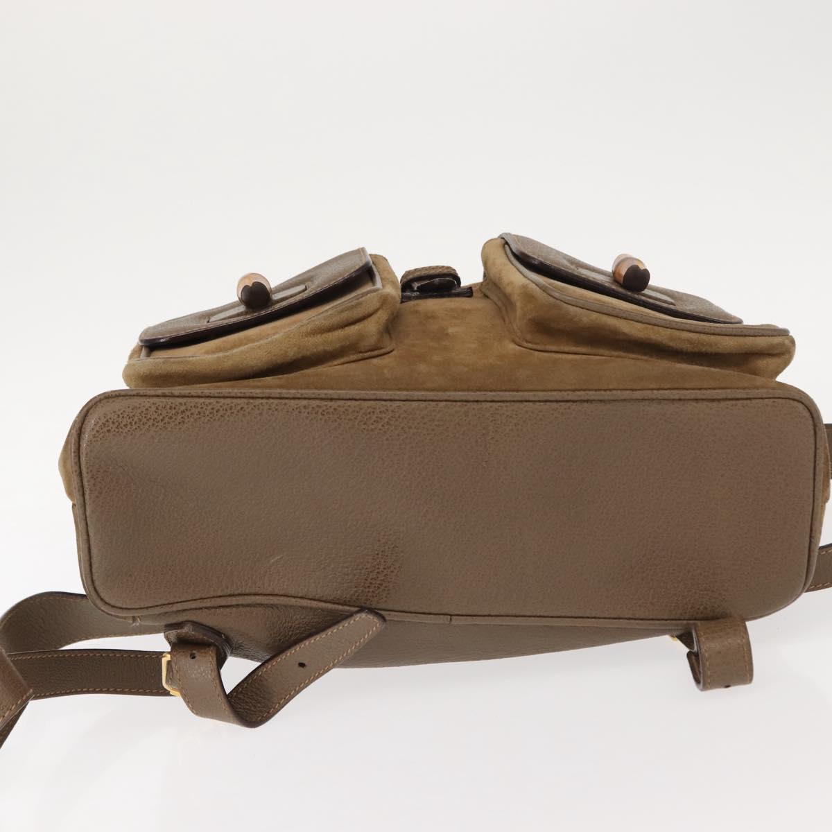 GUCCI Bamboo Backpack Suede Brown Gold 003 58 0016 Auth 146807
