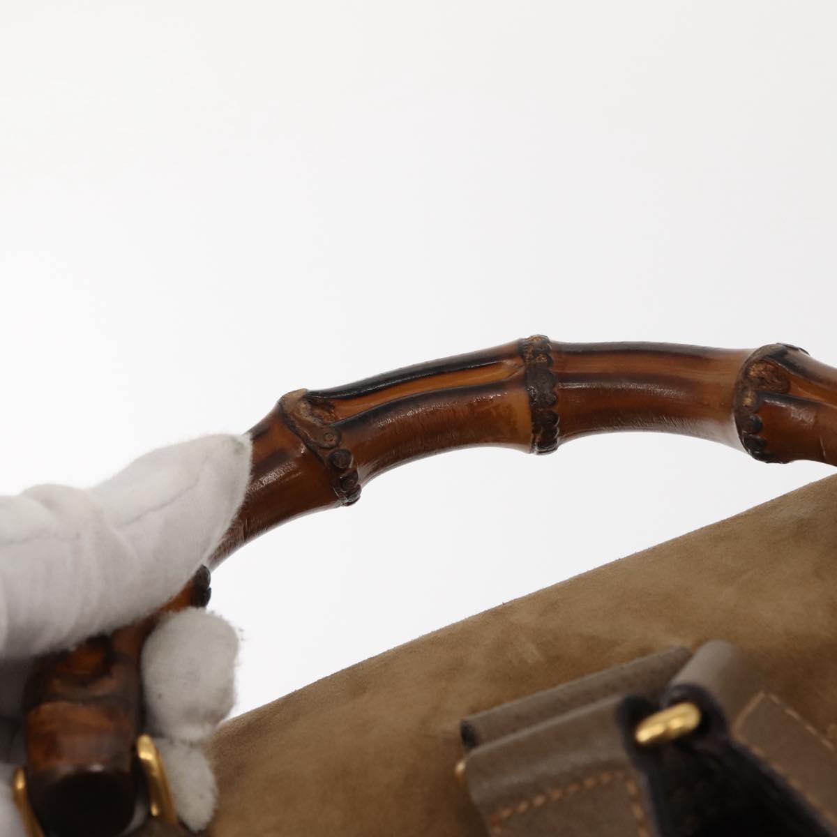 GUCCI Bamboo Backpack Suede Brown Gold 003 58 0016 Auth 146807