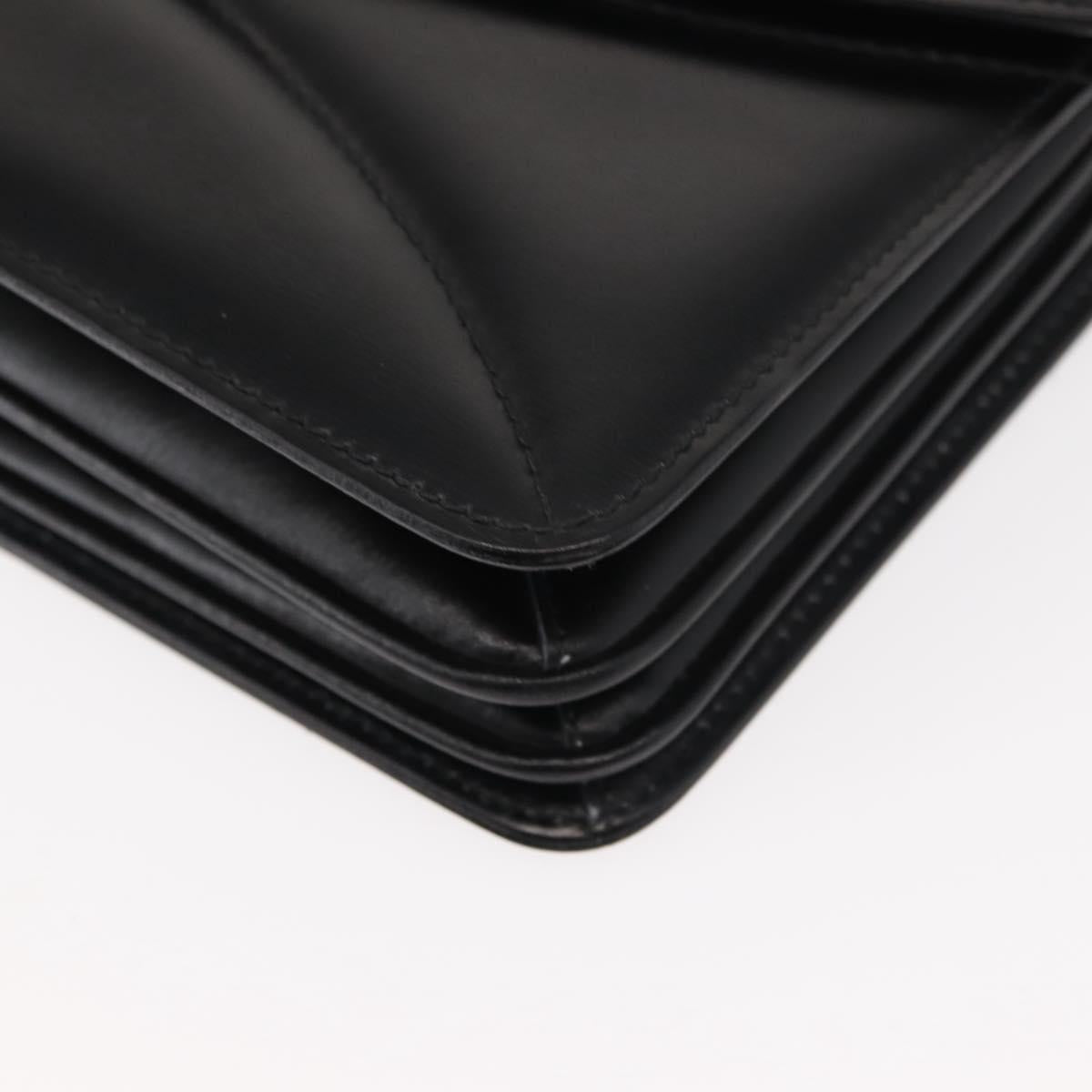 GUCCI Shoulder Bag Leather Vintage Black Gold Auth 146810