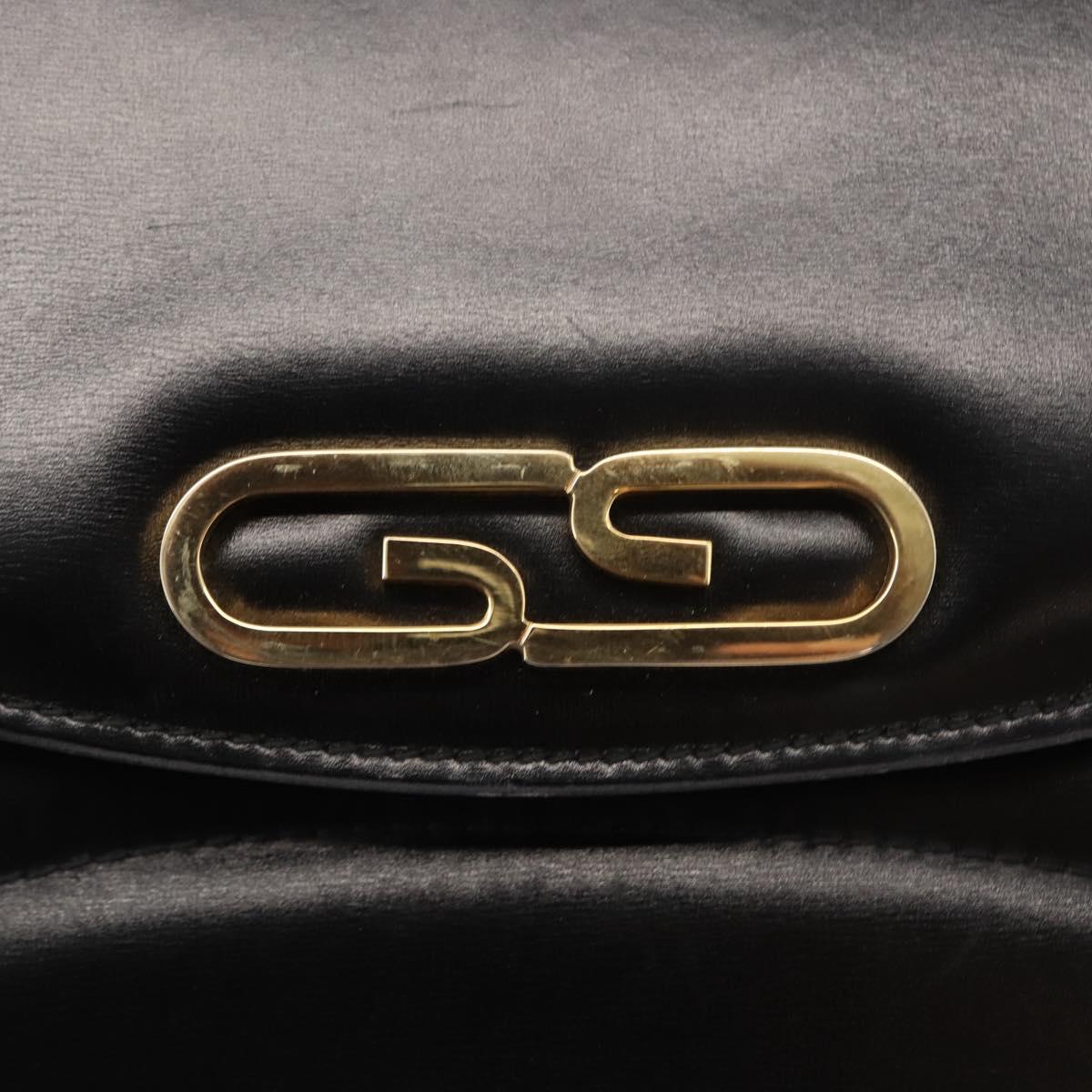 GUCCI Shoulder Bag Leather Vintage Black Gold Auth 146810