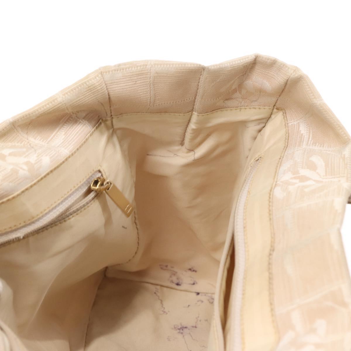 CHANEL New Travel Line Tote Bag Nylon Beige gold CC Auth 146811