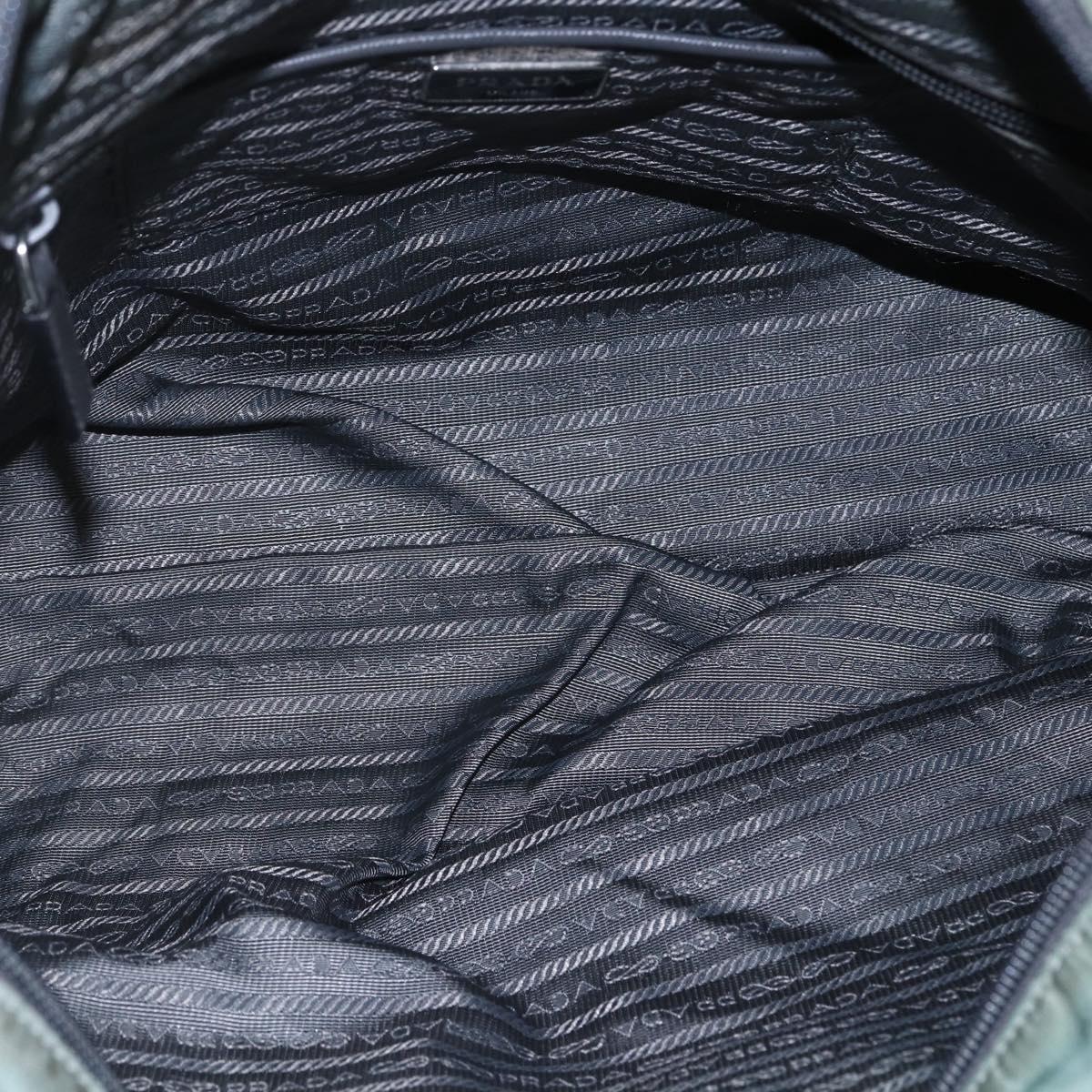 PRADA Tote Bag Nylon Khaki Silver Auth 146817