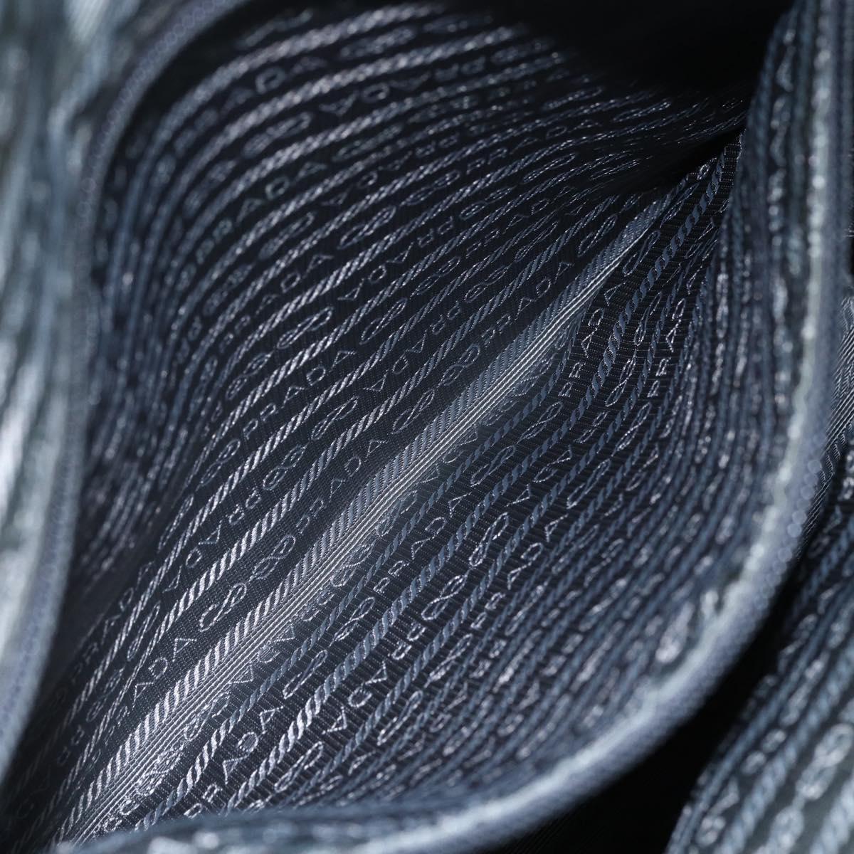 PRADA Tote Bag Nylon Khaki Silver Auth 146817