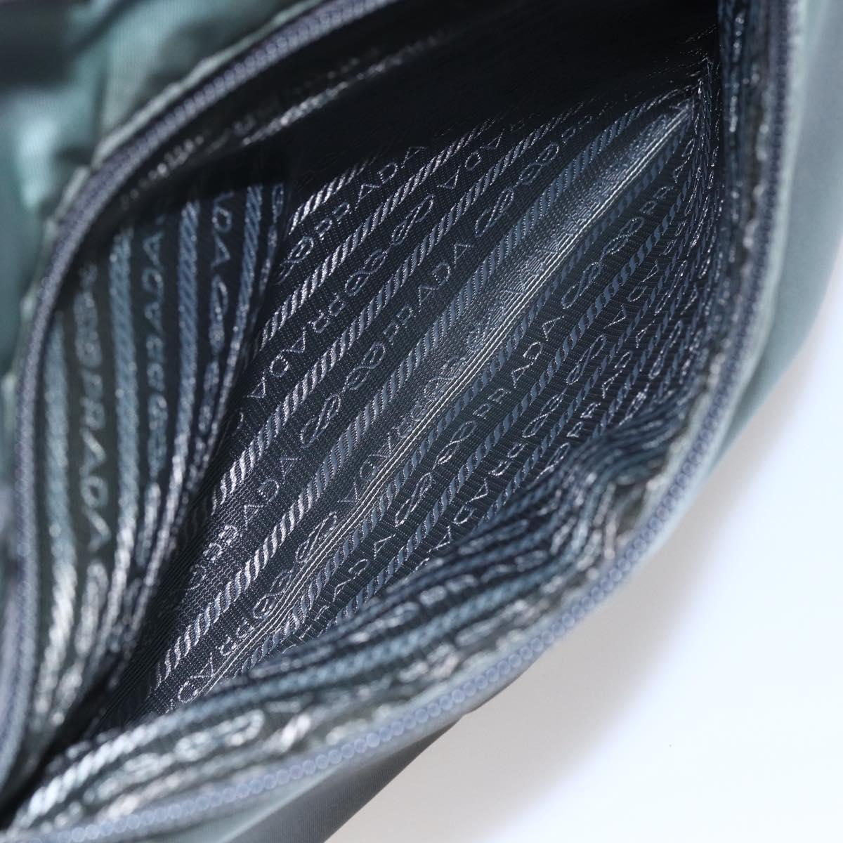 PRADA Tote Bag Nylon Khaki Silver Auth 146817