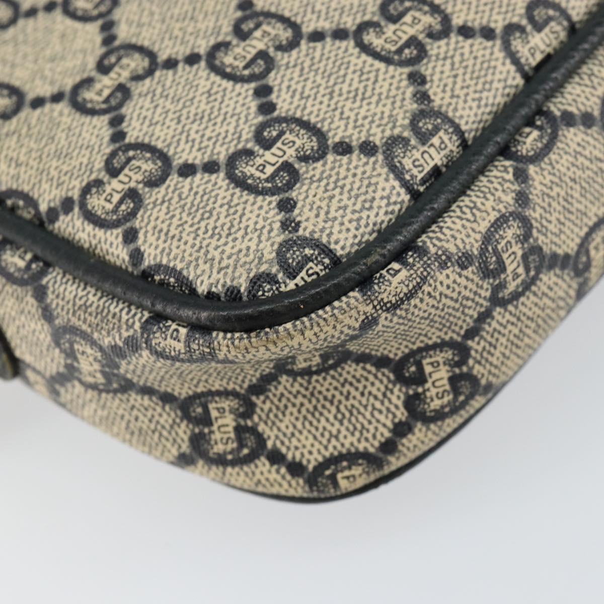 GUCCI GG Plus Supreme Shoulder Bag PVC Navy Gold Auth 146819