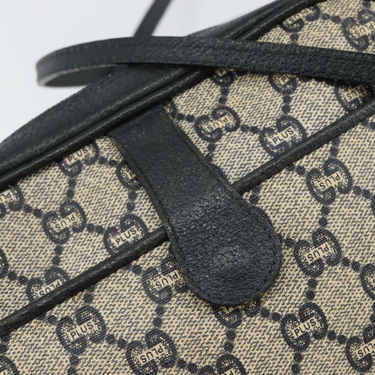 GUCCI GG Plus Supreme Shoulder Bag PVC Navy Gold Auth 146819