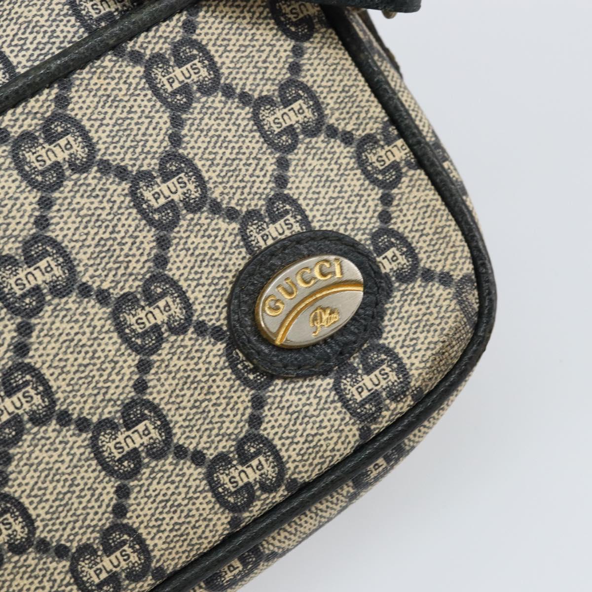 GUCCI GG Plus Supreme Shoulder Bag PVC Navy Gold Auth 146819