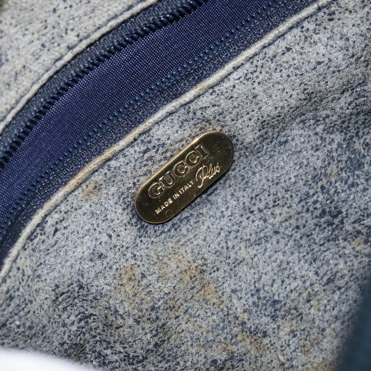 GUCCI GG Plus Supreme Shoulder Bag PVC Navy Gold Auth 146819