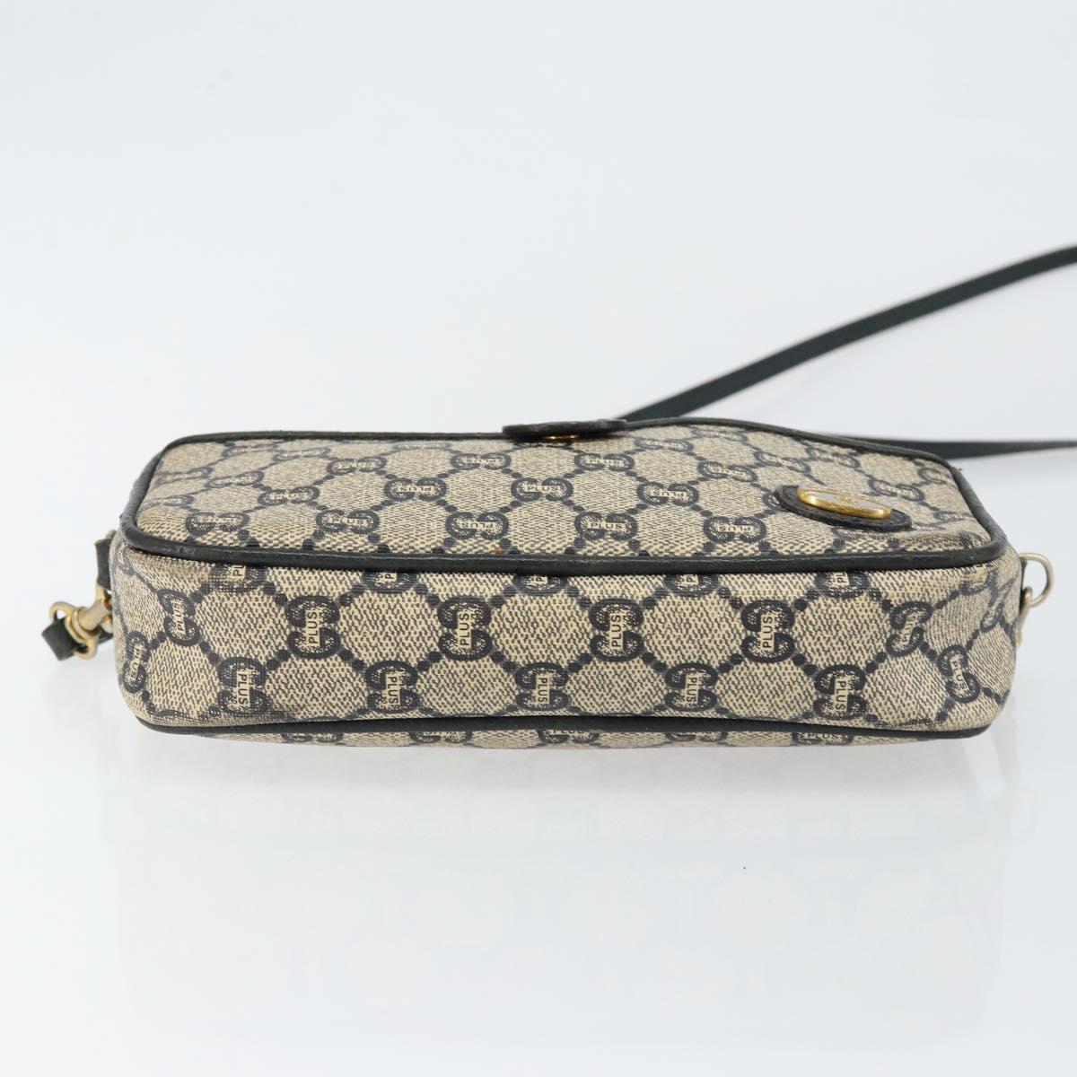 GUCCI GG Plus Supreme Shoulder Bag PVC Navy Gold Auth 146819