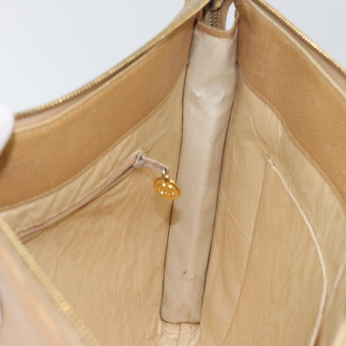 CHANEL COCO Mark Document case Clutch Bag Caviar Skin Beige Gold CC Auth 146822