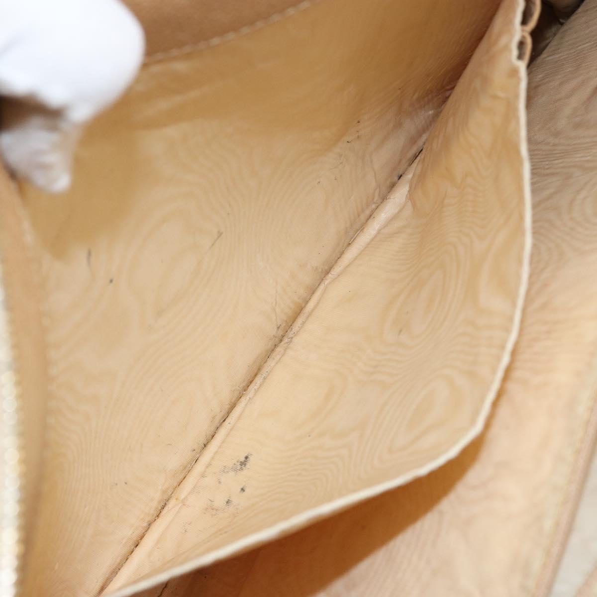 CHANEL COCO Mark Document case Clutch Bag Caviar Skin Beige Gold CC Auth 146822