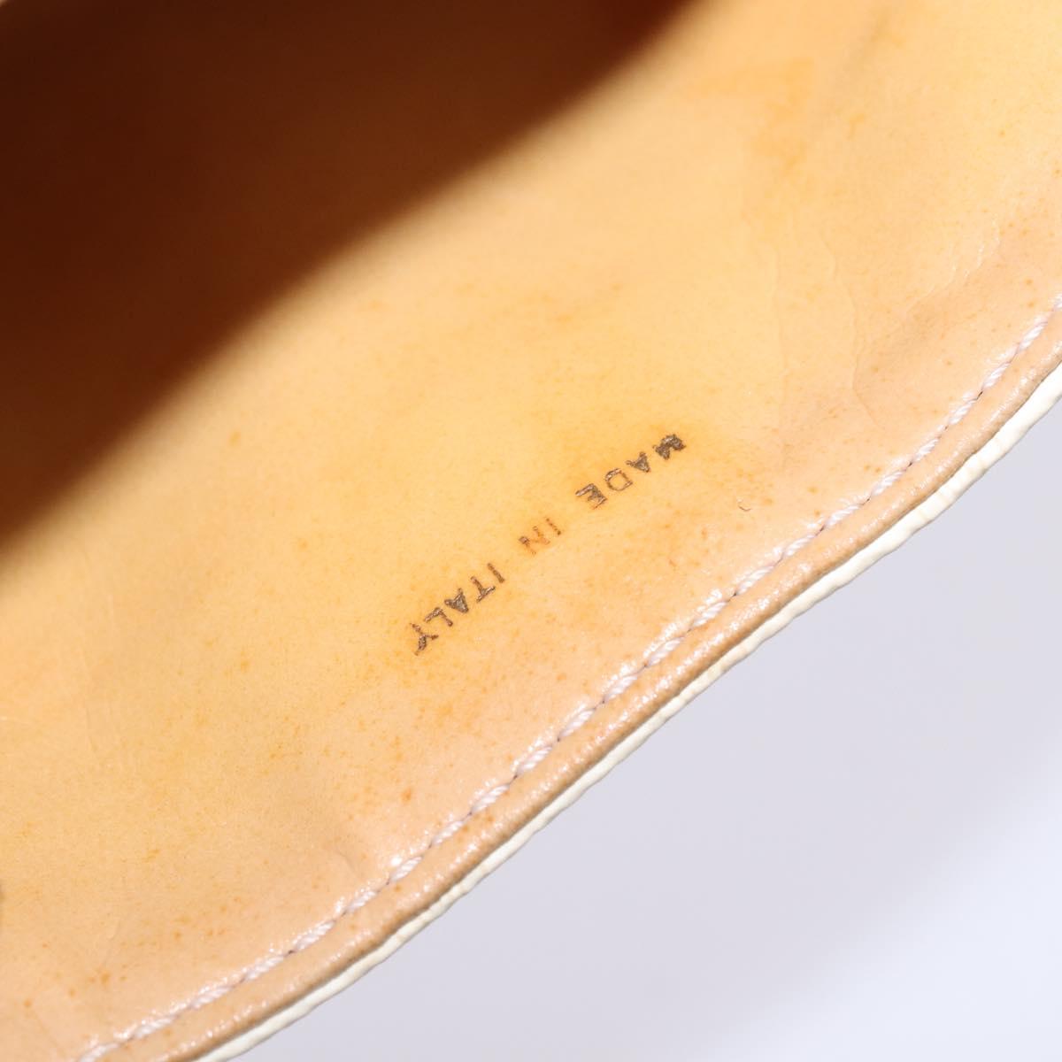 CELINE Macadam Canvas Shoulder Bag PVC Leather White Gold Auth 146823