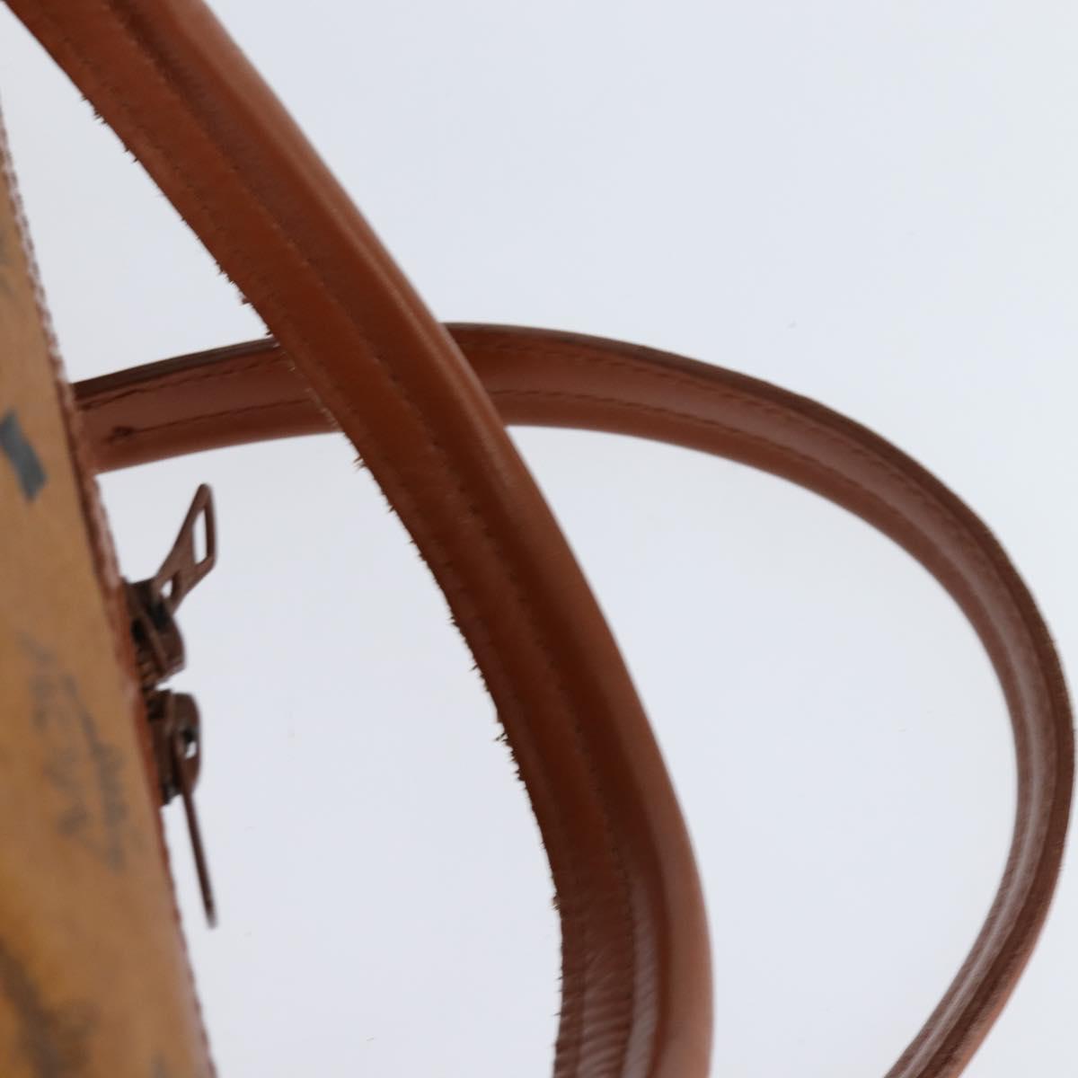 MCM Logogram Vicetos Boston Bag PVC Brown Gold Auth 146828