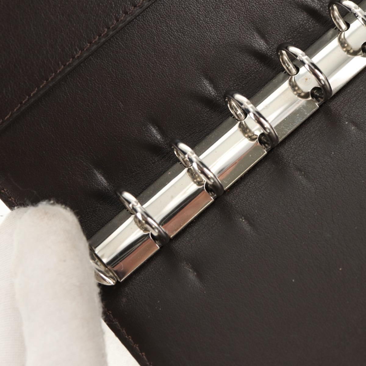 Christian Dior Trotter Canvas Day Planner Cover Dark Brown Silver Auth 146832V