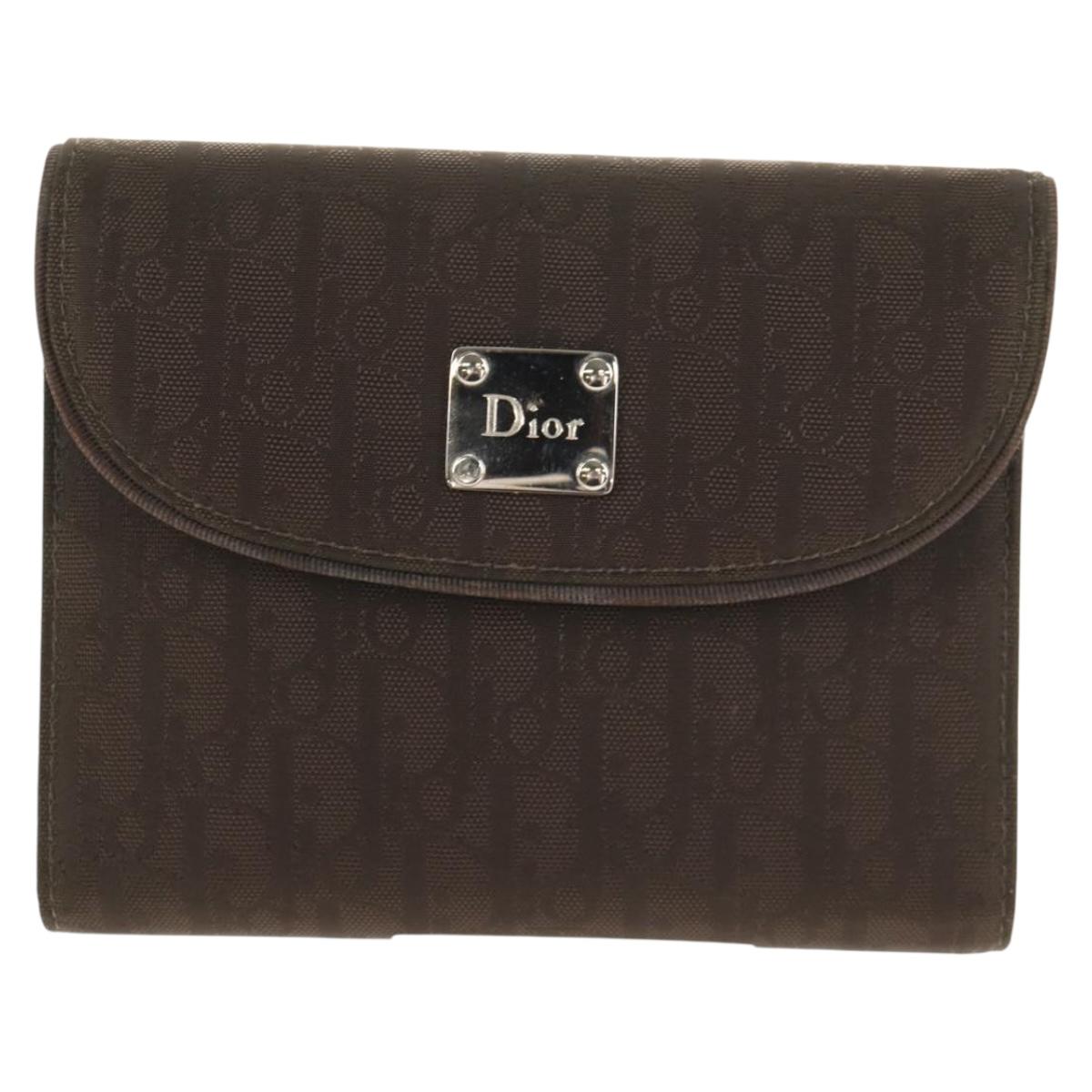 Christian Dior Trotter Canvas Day Planner Cover Dark Brown Silver Auth 146832V