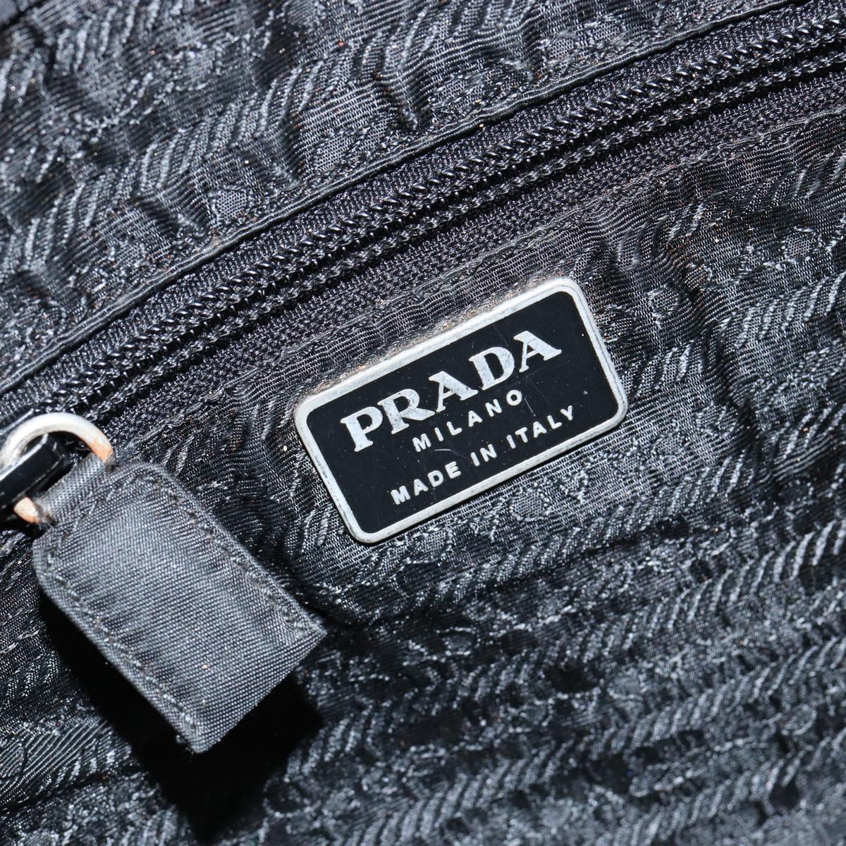 PRADA Hand Bag Nylon Black Silver Auth 146833