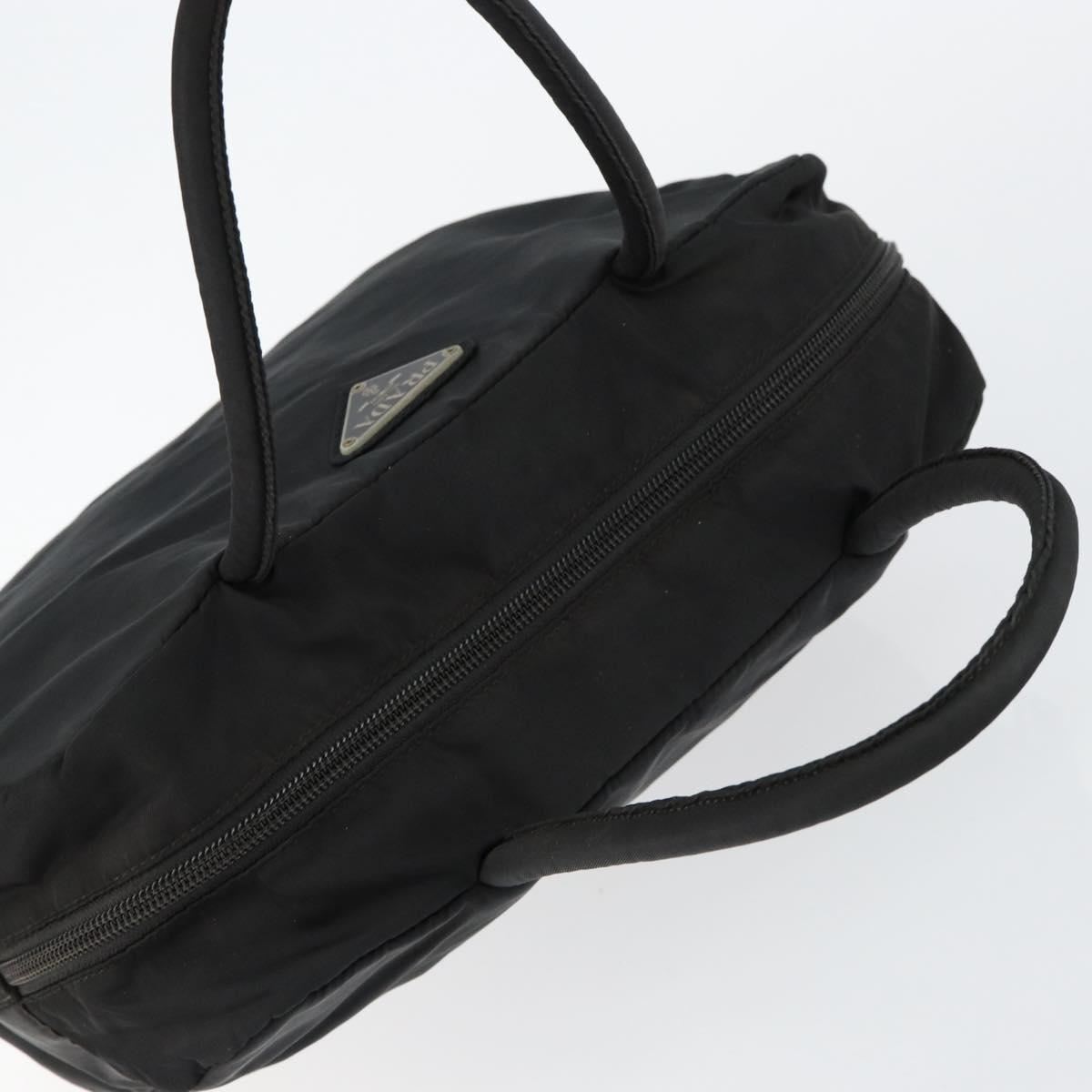 PRADA Hand Bag Nylon Black Silver Auth 146833