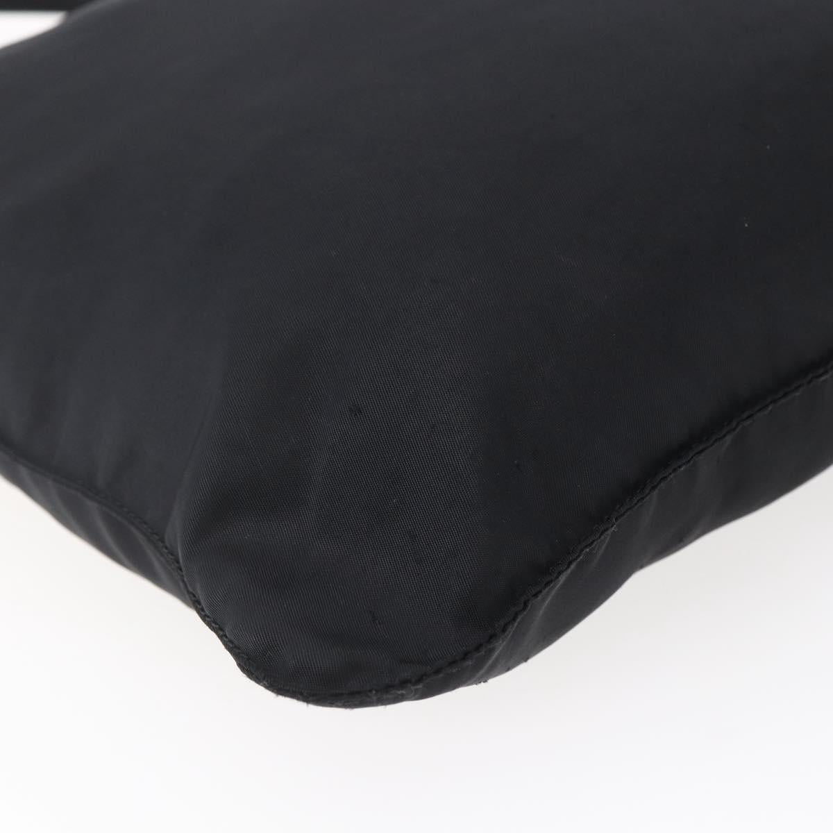 PRADA Shoulder Bag Nylon Black Silver Auth 146835