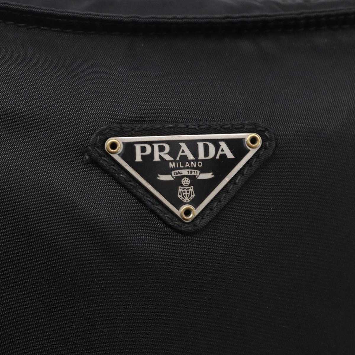 PRADA Shoulder Bag Nylon Black Silver Auth 146835
