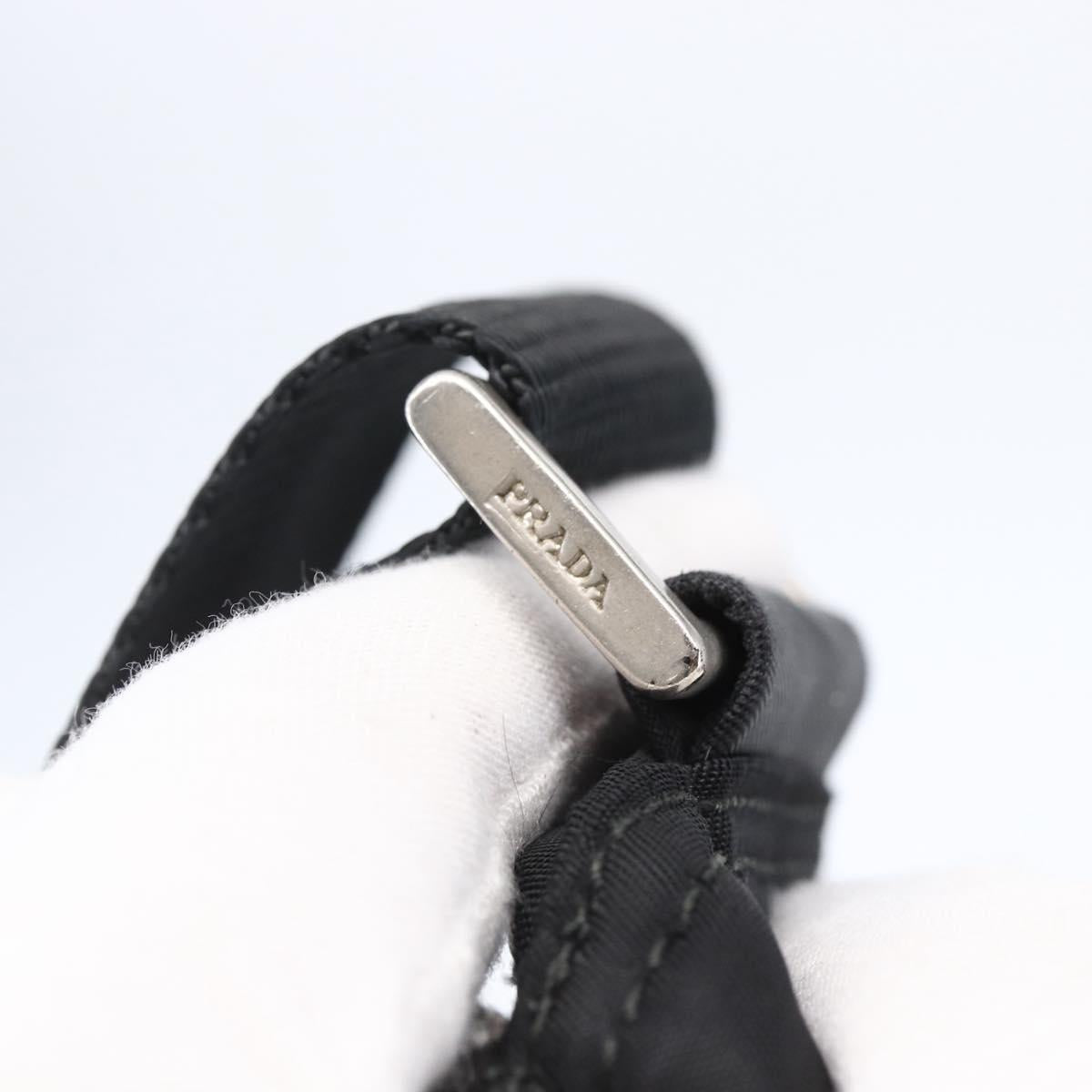 PRADA Shoulder Bag Nylon Black Silver Auth 146835